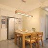 Modern Rustic Wood LED Rectangular Chandelier for Dining Room and Kitchen Island Lighting