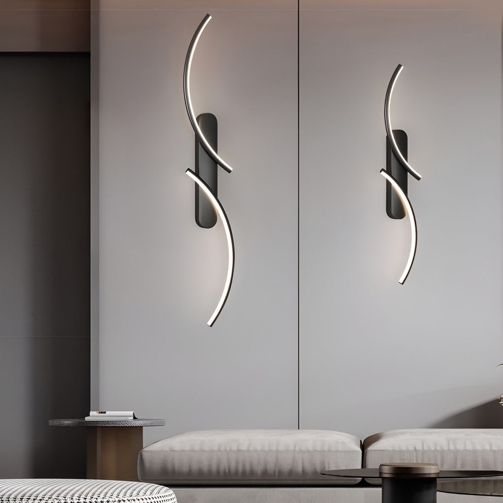 Modern S Shaped LED Wall Sconce Creative Three Color Dimmable Minimalist Wall Light
