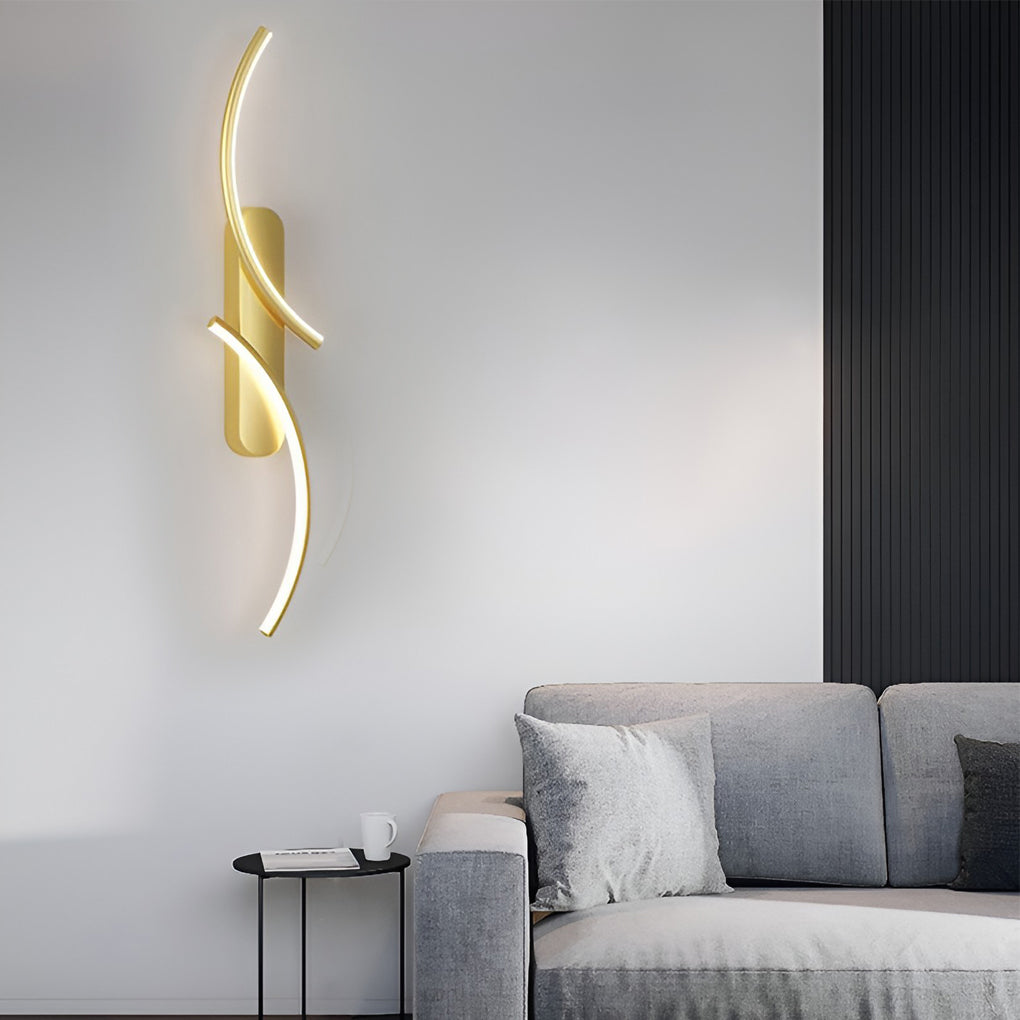 Modern S Shaped LED Wall Sconce Creative Three Color Dimmable Minimalist Wall Light
