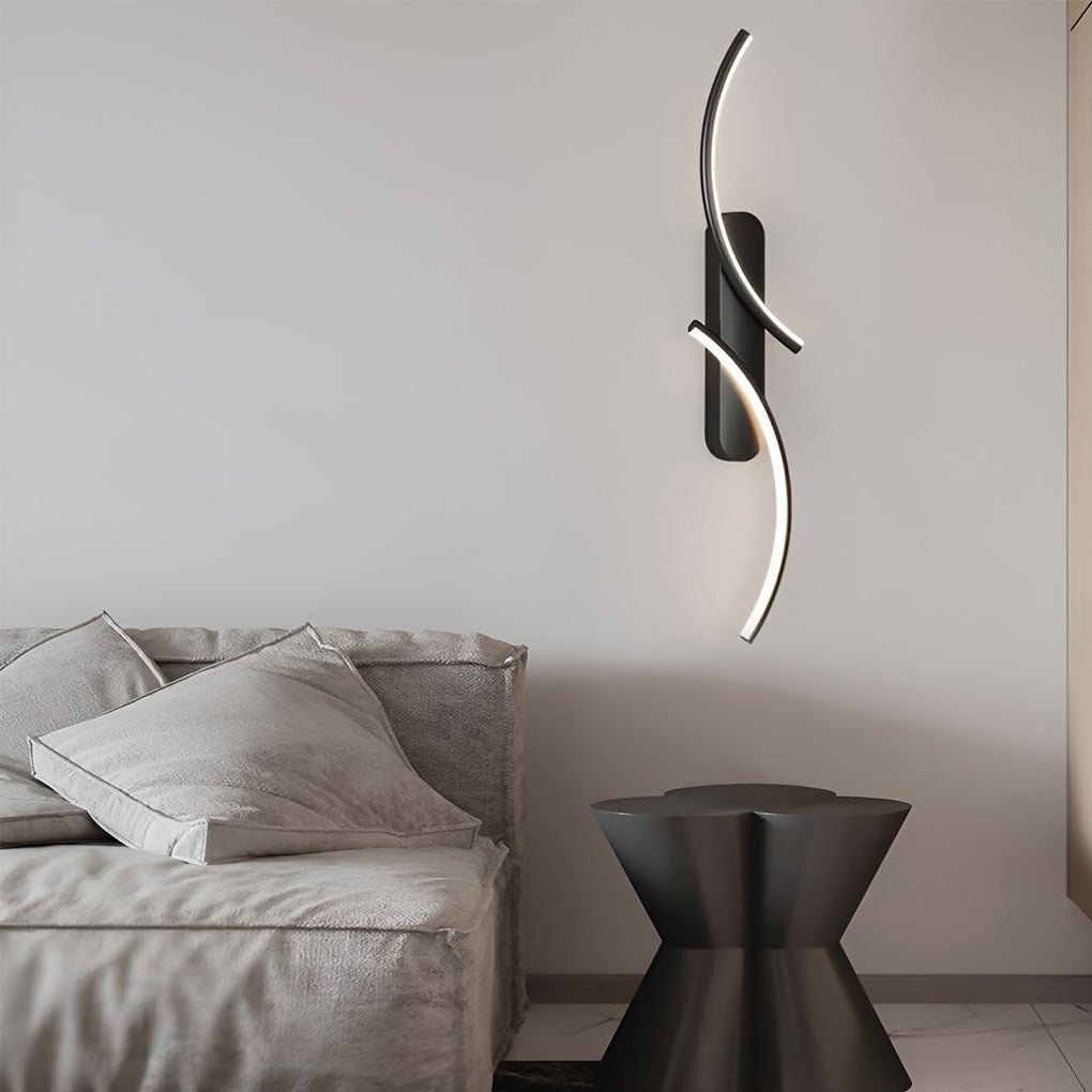 Modern S Shaped LED Wall Sconce Creative Three Color Dimmable Minimalist Wall Light
