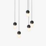 Modern Sandstone and Opal Glass Sphere Pendant Light for Minimalist Interior Decor