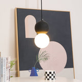 Modern Sandstone and Opal Glass Sphere Pendant Light for Minimalist Interior Decor