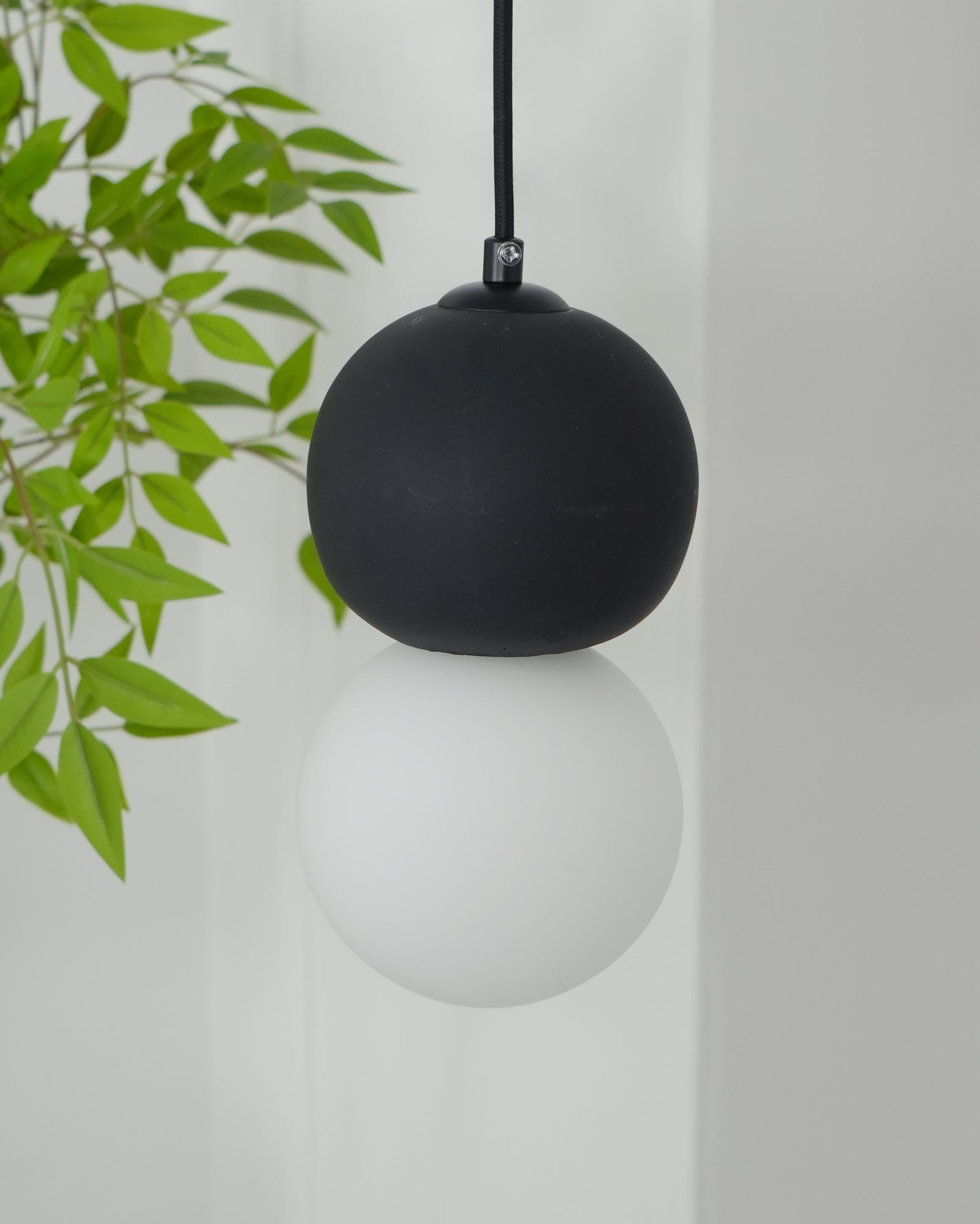 Modern Sandstone and Opal Glass Sphere Pendant Light for Minimalist Interior Decor