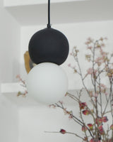 Modern Sandstone and Opal Glass Sphere Pendant Light for Minimalist Interior Decor