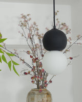 Modern Sandstone and Opal Glass Sphere Pendant Light for Minimalist Interior Decor