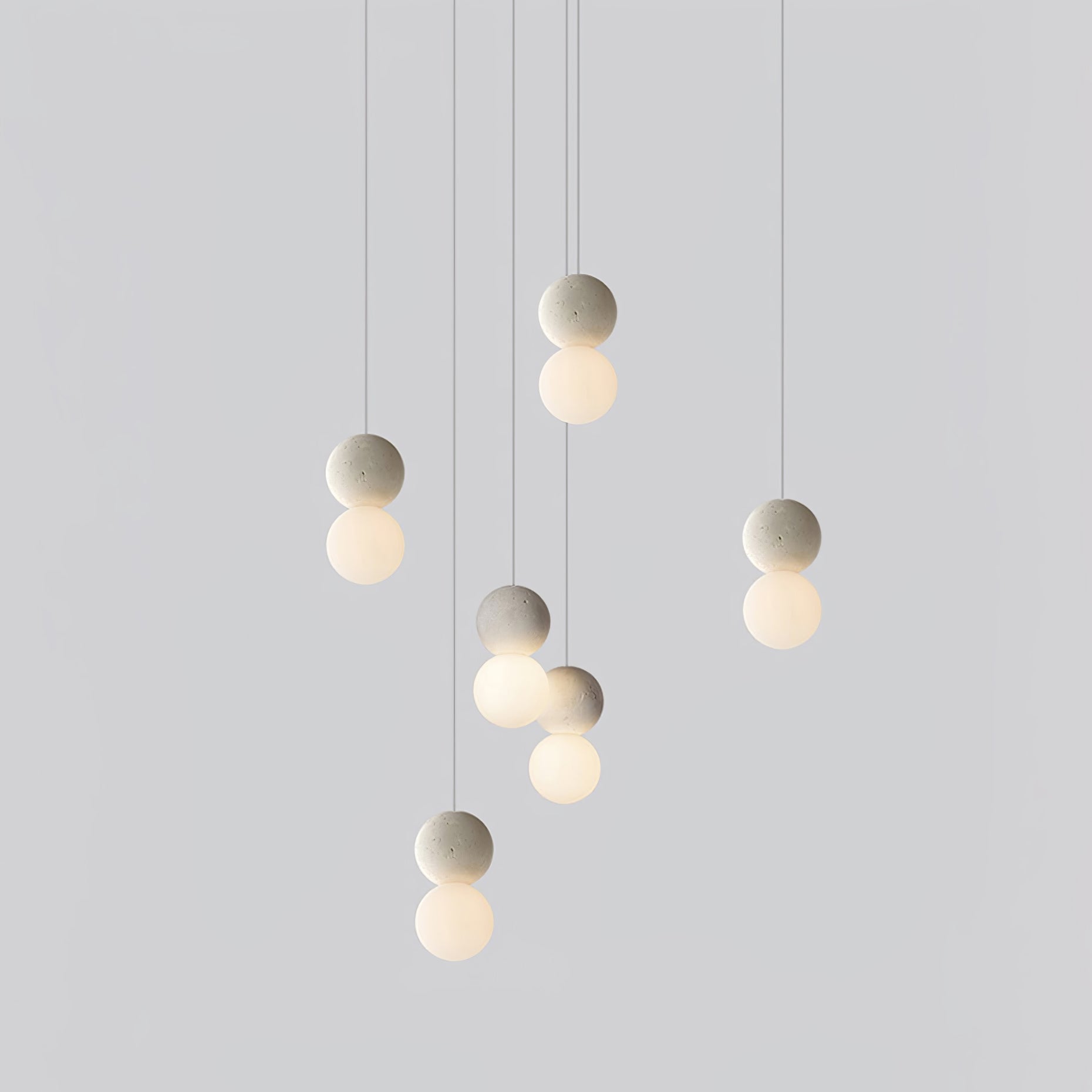 Modern Sandstone and Opal Glass Sphere Pendant Light for Minimalist Interior Decor