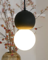 Modern Sandstone and Opal Glass Sphere Pendant Light for Minimalist Interior Decor