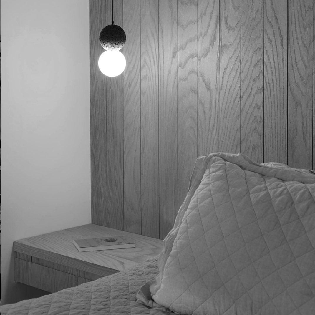 Modern Sandstone and Opal Glass Sphere Pendant Light for Minimalist Interior Decor