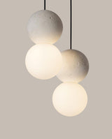 Modern Sandstone and Opal Glass Sphere Pendant Light for Minimalist Interior Decor