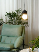 Modern Sandstone and Opal Glass Sphere Pendant Light for Minimalist Interior Decor
