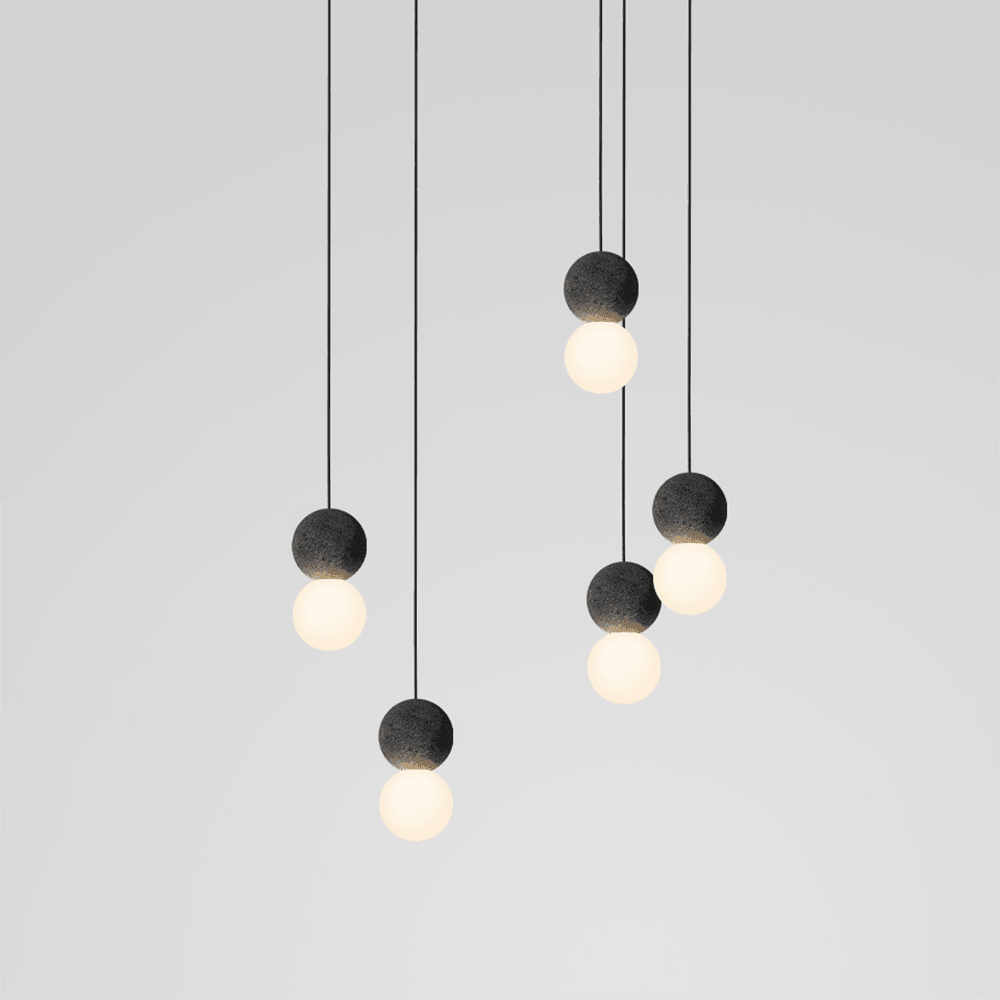 Modern Sandstone and Opal Glass Sphere Pendant Light for Minimalist Interior Decor