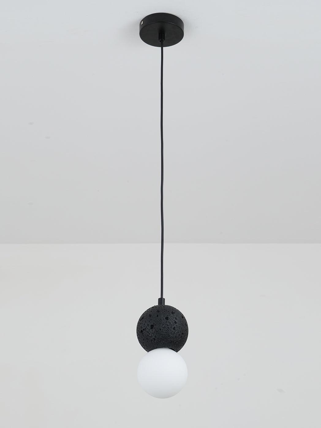 Modern Sandstone and Opal Glass Sphere Pendant Light for Minimalist Interior Decor