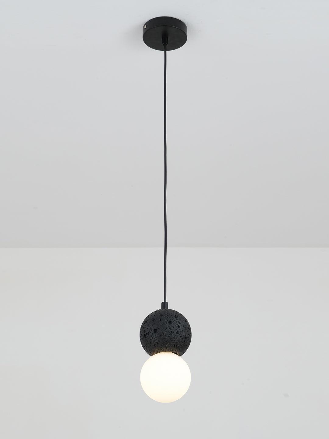 Modern Sandstone and Opal Glass Sphere Pendant Light for Minimalist Interior Decor