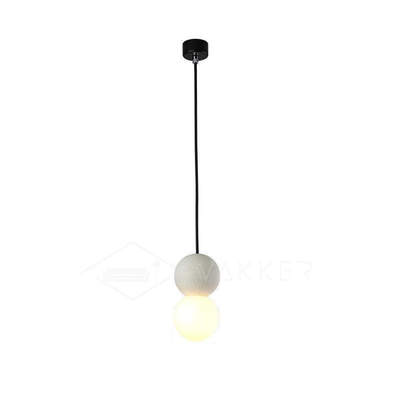 Modern Sandstone and Opal Glass Sphere Pendant Light for Minimalist Interior Decor