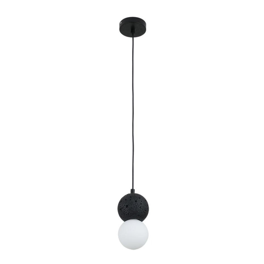 Modern Sandstone and Opal Glass Sphere Pendant Light for Minimalist Interior Decor