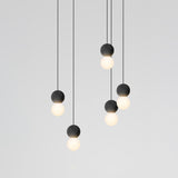 Modern Sandstone and Opal Glass Sphere Pendant Light for Minimalist Interior Decor