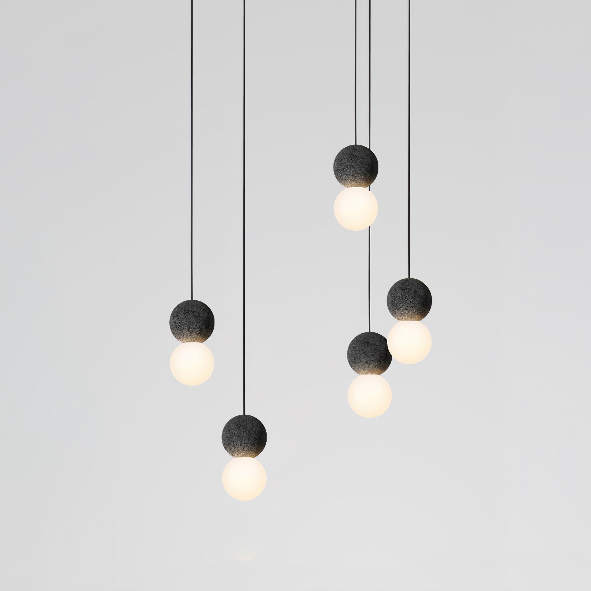 Modern Sandstone and Opal Glass Sphere Pendant Light for Minimalist Interior Decor