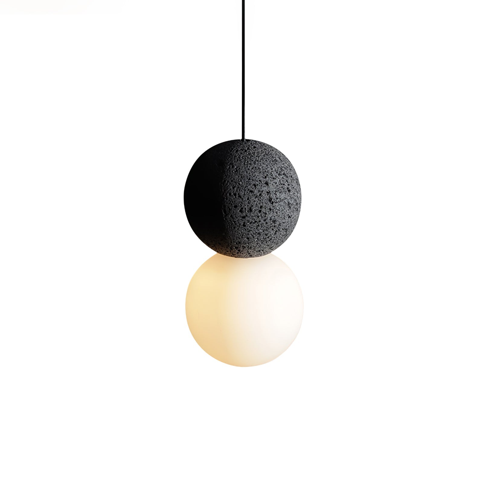 Modern Sandstone and Opal Glass Sphere Pendant Light for Minimalist Interior Decor