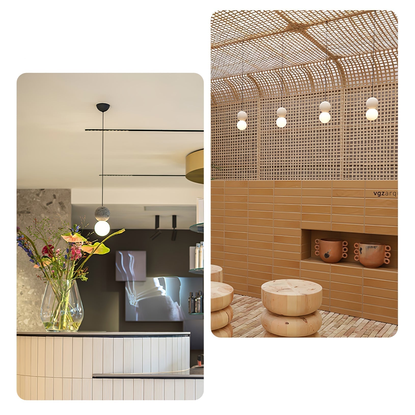 Modern Sandstone and Opal Glass Sphere Pendant Light for Minimalist Interior Decor