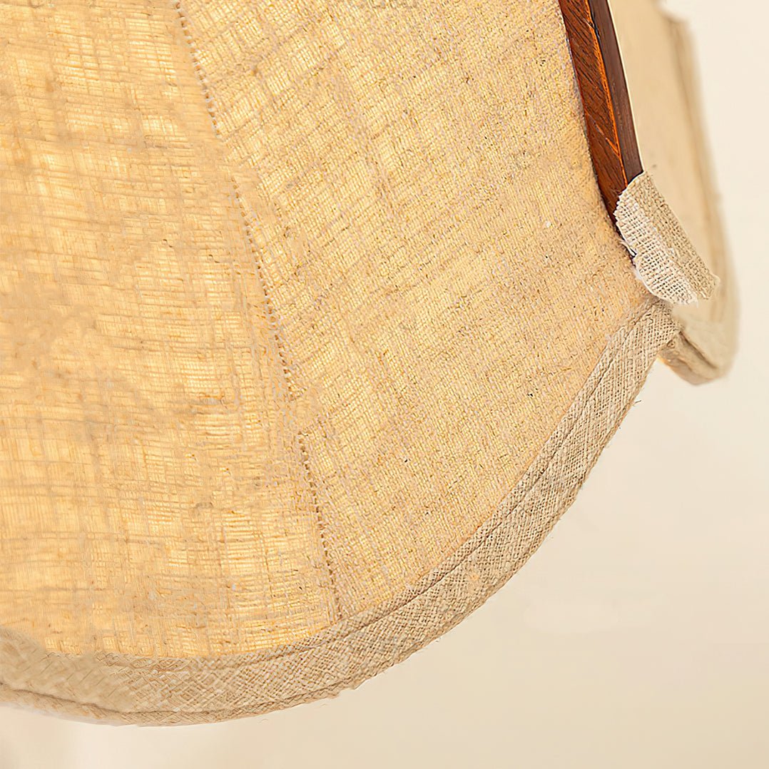 Modern Scalloped Fabric Pendant Light with Walnut Wood Accents for Kitchen and Living Room