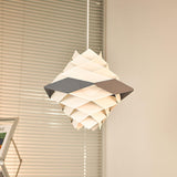 Modern Scandinavian Geometric Metal Pendant Light White and Blue Origami Style Hanging Lamp