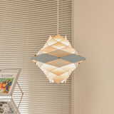 Modern Scandinavian Geometric Metal Pendant Light White and Blue Origami Style Hanging Lamp