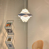 Modern Scandinavian Geometric Metal Pendant Light White and Blue Origami Style Hanging Lamp