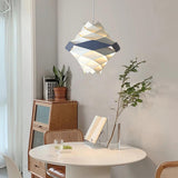 Modern Scandinavian Geometric Metal Pendant Light White and Blue Origami Style Hanging Lamp