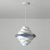 Modern Scandinavian Geometric Metal Pendant Light White and Blue Origami Style Hanging Lamp