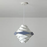 Modern Scandinavian Geometric Metal Pendant Light White and Blue Origami Style Hanging Lamp