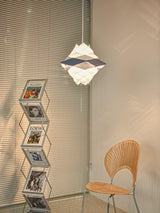 Modern Scandinavian Geometric Metal Pendant Light White and Blue Origami Style Hanging Lamp