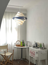 Modern Scandinavian Geometric Metal Pendant Light White and Blue Origami Style Hanging Lamp
