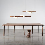 Modern Scandinavian Wood Linear Pendant Light with Glass Globe Shades
