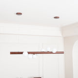 Modern Scandinavian Wood Linear Pendant Light with Glass Globe Shades