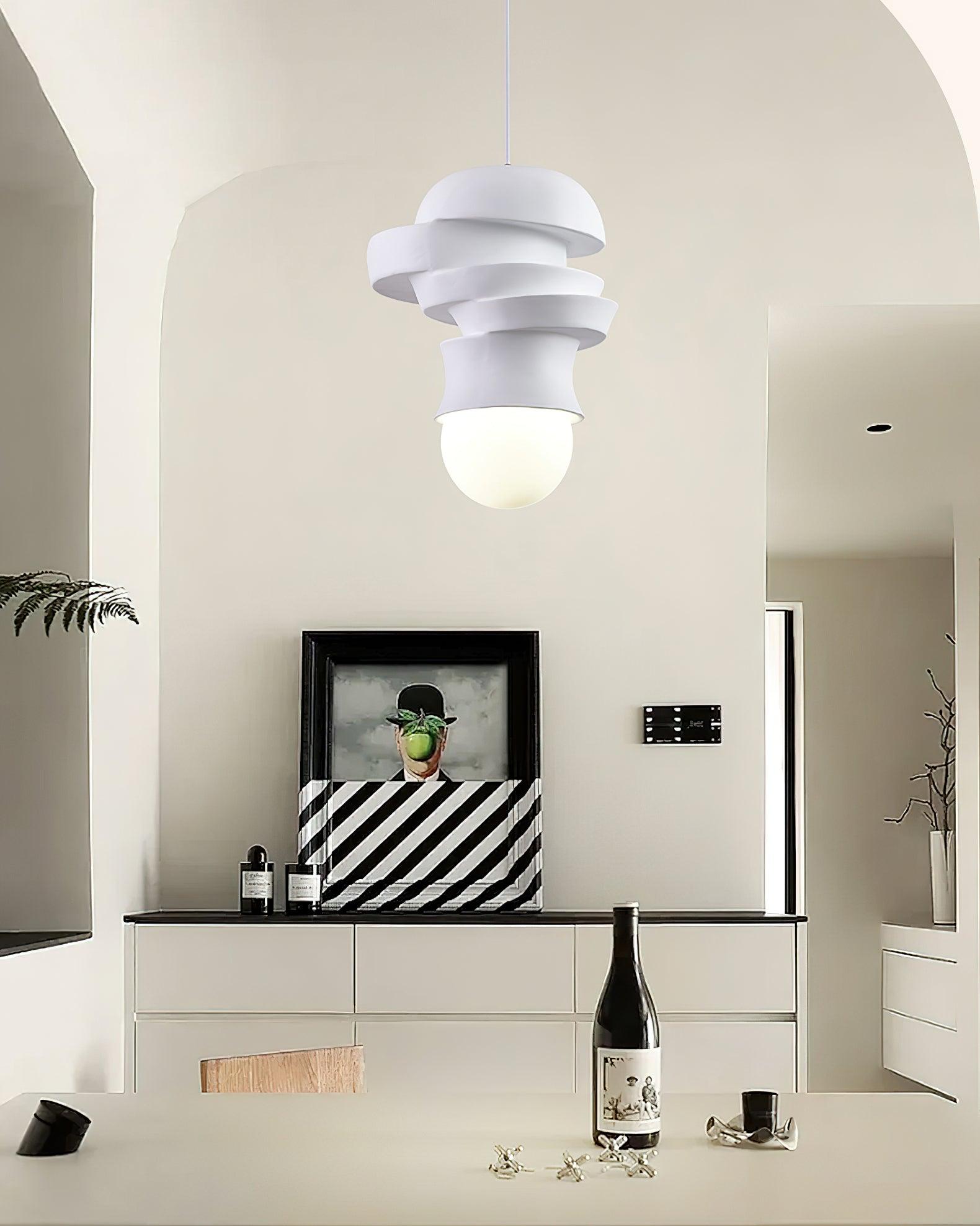 Modern Sculpted Resin and Glass Globe Pendant Lamp Contemporary Droplight Fixture