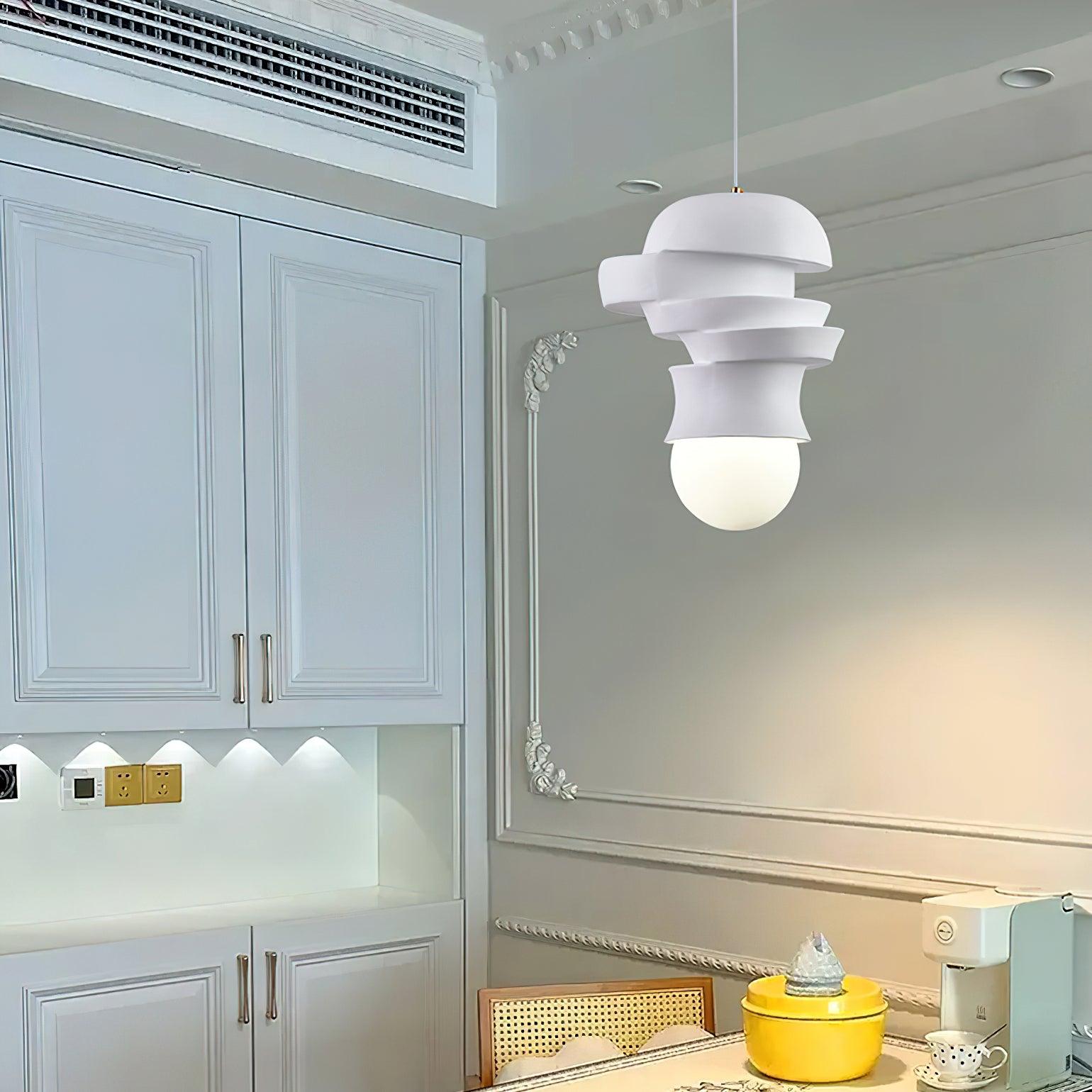 Modern Sculpted Resin and Glass Globe Pendant Lamp Contemporary Droplight Fixture