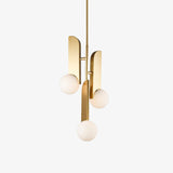 Modern Sculptural Glass Globe Pendant Light Minimalist Architectural Metal Hanging Ceiling Lamp