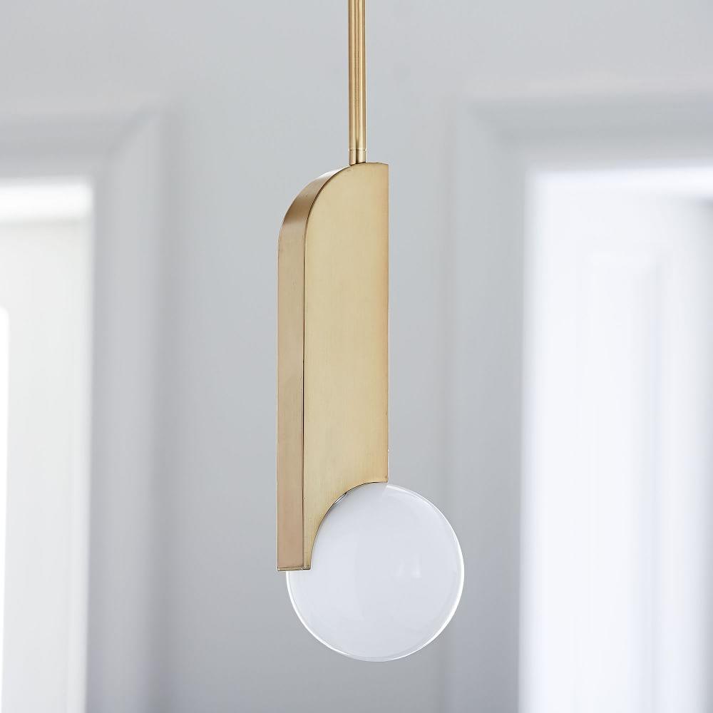 Modern Sculptural Glass Globe Pendant Light Minimalist Architectural Metal Hanging Ceiling Lamp