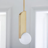 Modern Sculptural Glass Globe Pendant Light Minimalist Architectural Metal Hanging Ceiling Lamp