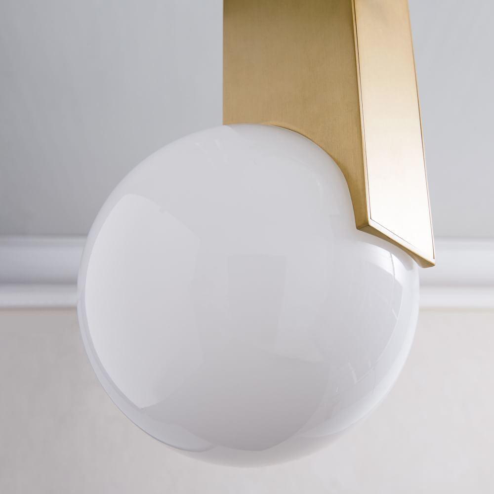 Modern Sculptural Glass Globe Pendant Light Minimalist Architectural Metal Hanging Ceiling Lamp