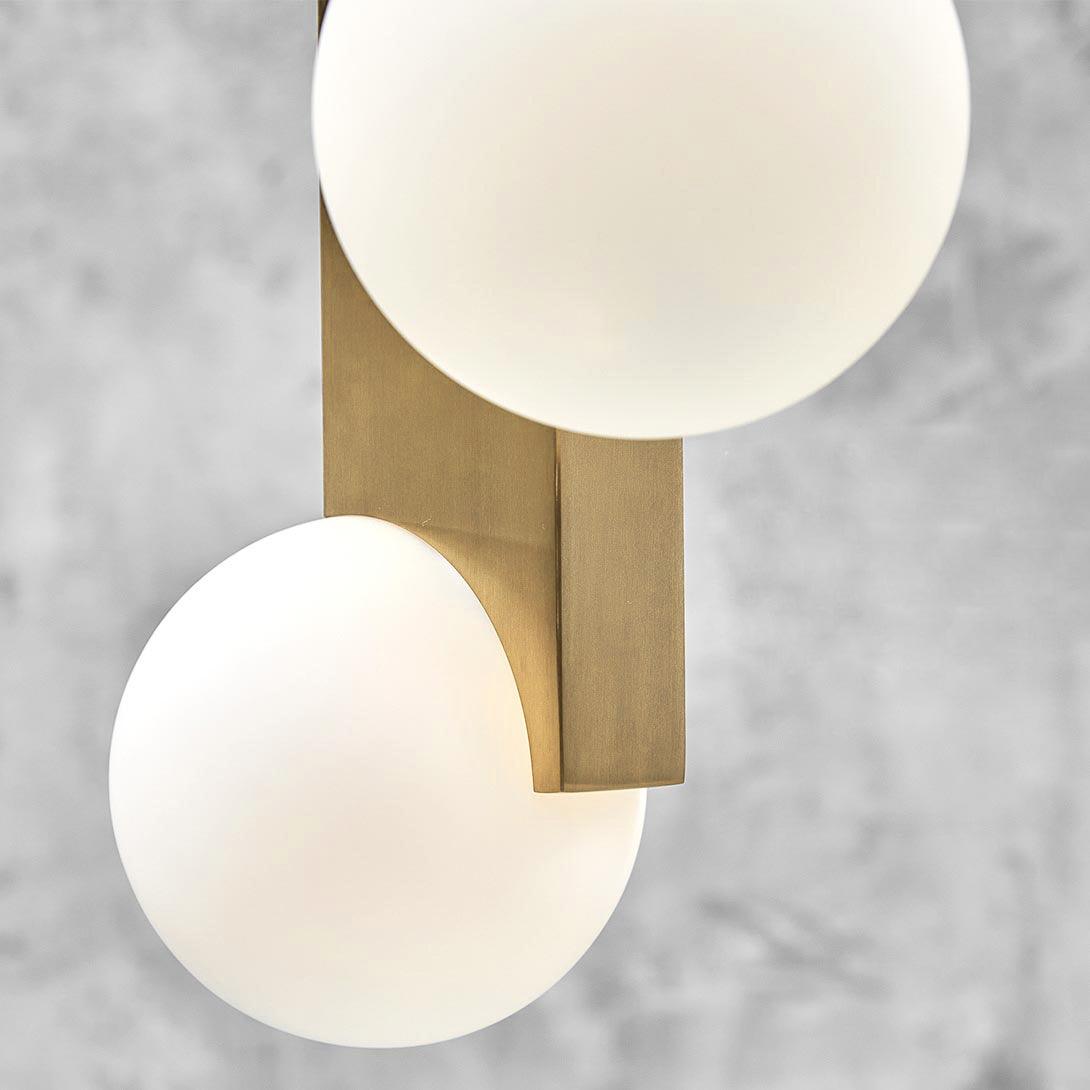 Modern Sculptural Glass Globe Pendant Light Minimalist Architectural Metal Hanging Ceiling Lamp
