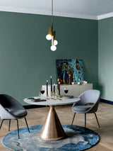 Modern Sculptural Glass Globe Pendant Light Minimalist Architectural Metal Hanging Ceiling Lamp