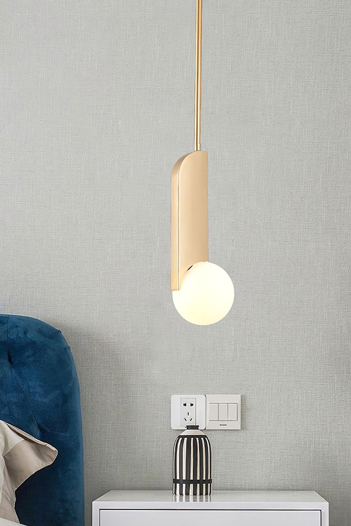 Modern Sculptural Glass Globe Pendant Light Minimalist Architectural Metal Hanging Ceiling Lamp