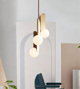 Modern Sculptural Glass Globe Pendant Light Minimalist Architectural Metal Hanging Ceiling Lamp