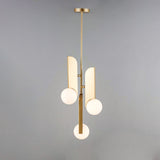 Modern Sculptural Glass Globe Pendant Light Minimalist Architectural Metal Hanging Ceiling Lamp