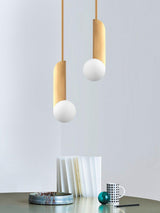 Modern Sculptural Glass Globe Pendant Light Minimalist Architectural Metal Hanging Ceiling Lamp