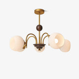Modern Sculptural Glass Ribbed Chandelier Gold Mid Century Pendant Light for Dining Living Room