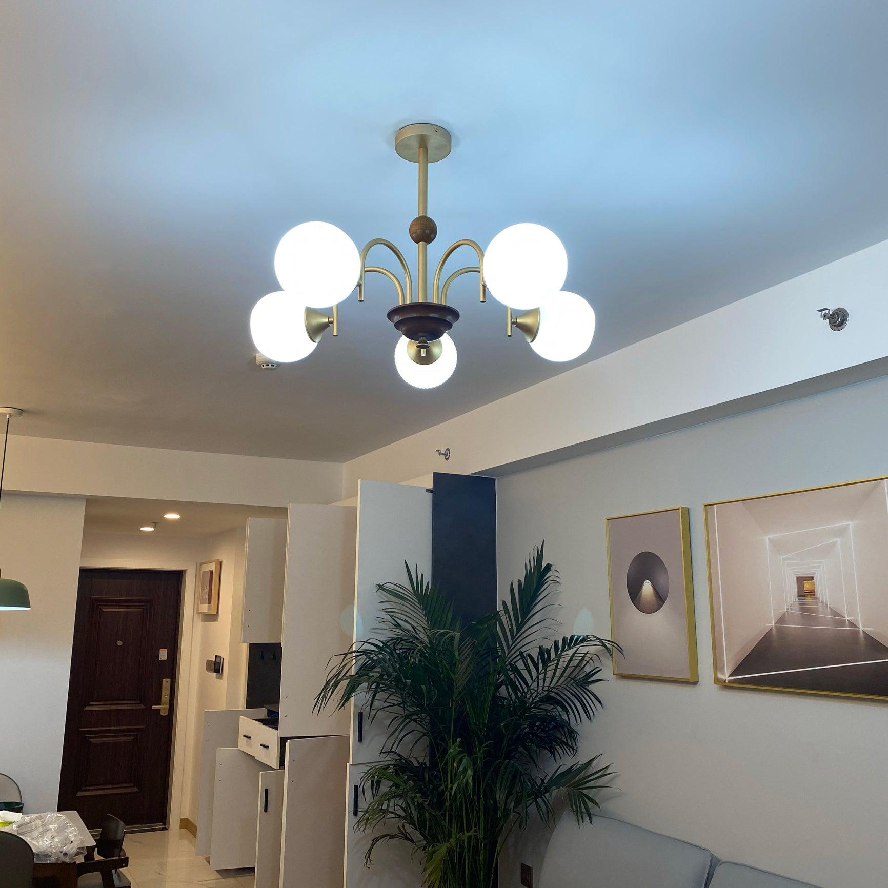 Modern Sculptural Glass Ribbed Chandelier Gold Mid Century Pendant Light for Dining Living Room