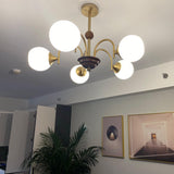 Modern Sculptural Glass Ribbed Chandelier Gold Mid Century Pendant Light for Dining Living Room