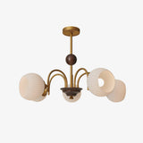 Modern Sculptural Glass Ribbed Chandelier Gold Mid Century Pendant Light for Dining Living Room